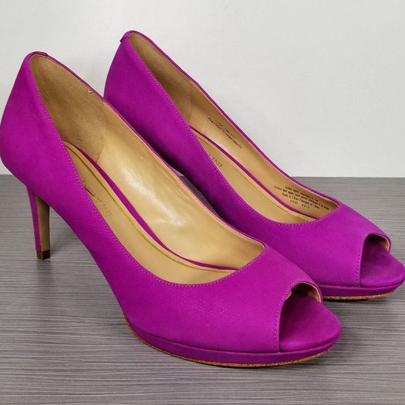 Enzo Angiolini 'Gelabelle' Peep Toe Pump, Purple Leather, Womens Size 7 M - Picture 3 of 10
